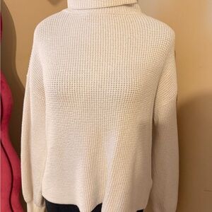 Women's Cream Turtleneck Sweater